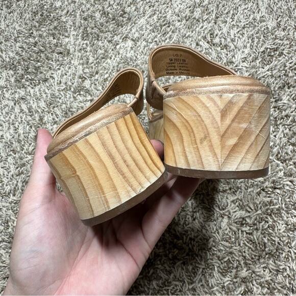 Nisolo Ellie All-Day Clog Slide Wooden Platform Sandal In Almond - Picture 7 of 9